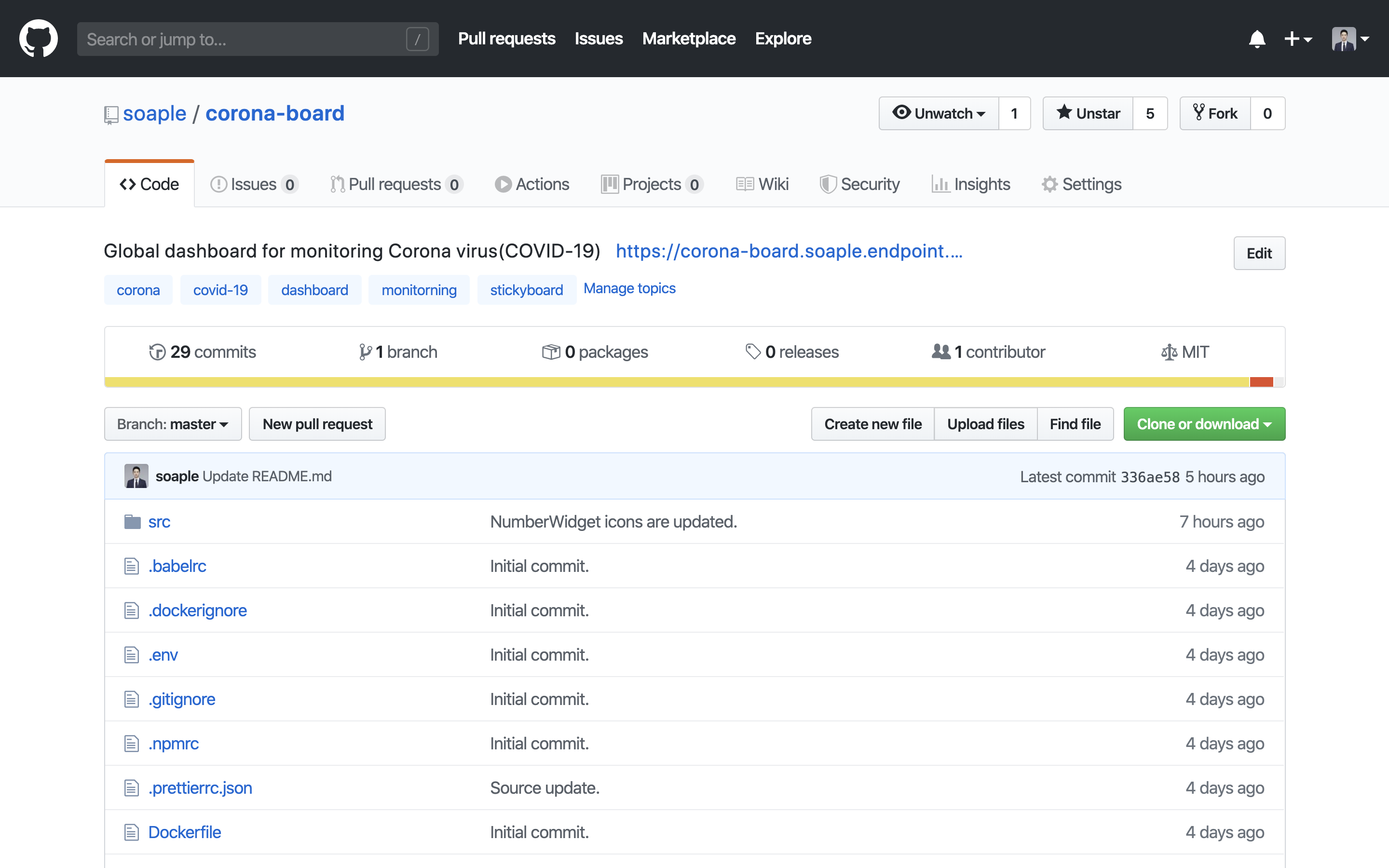 corona-board GitHub 저장소